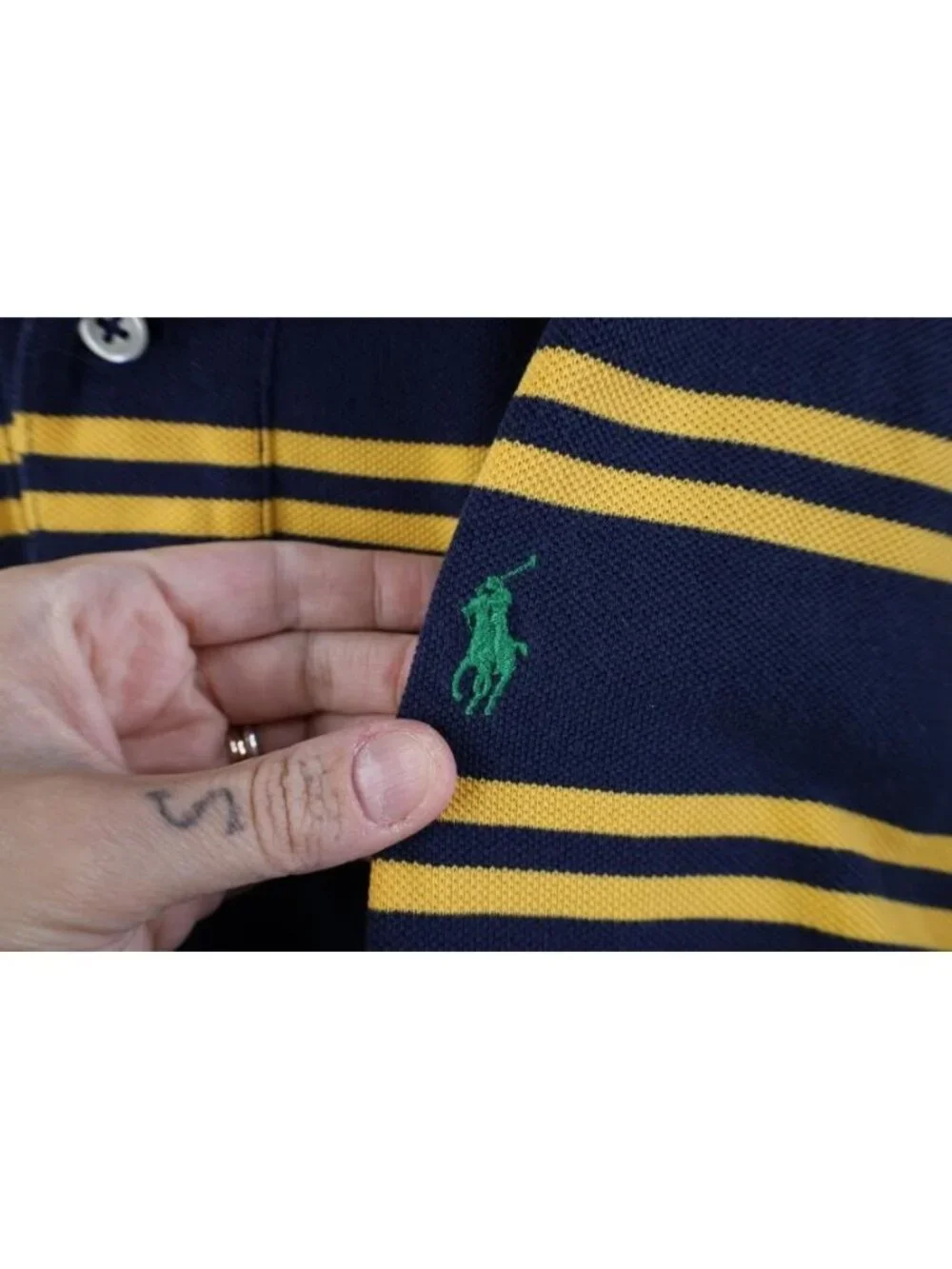 Vintage 90s Ralph Lauren Mens XL Faded Striped Color Block Knit Golf Polo Shirt
